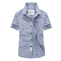 Afsjeep Summer Casaul Fashion Short Sleeved Cotton Lapel Men Shirts