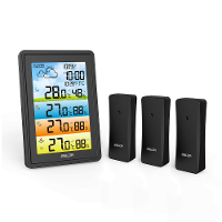 BALDR 3 Sensoren Weerstation Draadloze Binnen Buiten Thermometer met Wekker / Kalender / Weersverwachting