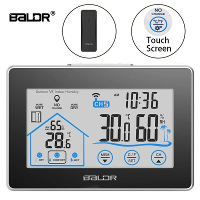 BALDR Draadloos Weerstation Wekker Touchscreen Binnen/Buitenthermometer Hygrometer Weersverwachting Kalender Comfort Ind
