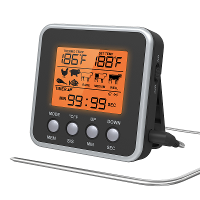 AGSIVO Digitale voedseloven Vleesthermometer met sonde Timer Waarschuwing Achtergrondverlichting Outdoor Grill Kok Barbe