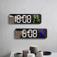 AGSIVO Digitale Wandklok Wekker Groot LED Display met Automatische Helderheid / Binnentemperatuur / Vochtigheidsmeter /