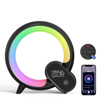 AGSIVO Draadloze bluetooth speaker RGB LED nachtlamp atmosfeerlamp wekker met app afstandsbediening / kalender / tempera