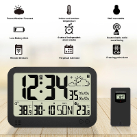 Draadloze HD Grote Display Binnen Buiten Thermometer Weerstation Met Sensor Huishoudelijke Vochtigheidsmonitor Verstelba