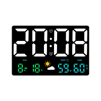 AGSIVO Grote Digitale Wandklok Wekker Groot LED Display met Afstandsbediening / Automatische Helderheid / Binnentemperat