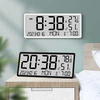 Grote LCD Digitale Wandklok Temperatuur Vochtigheidsweergave Wekker Klok Ophangen/Bureaublad Digitale Klok Aangesloten E