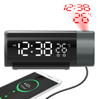 AGSIVO LED Digitale Projectie Wekker met Projectie op Plafond Muur / Snooze / Temperatuurweergave / Externe USB Voeding