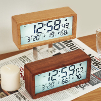 LED Houten Digitale Wekker Multifunctioneel Groot Scherm Datum Temperatuur Vochtigheid Achtergrondverlichting 12/24 Uur