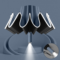 AGSIVO LED Licht Reis Automatische Opvouwbare Omgekeerde Paraplu 10 Ribben Versterkt Winddicht UPF 50+ UV bescherming Au