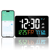 AGSIVO LED Wifi Digitale Wekker Met Kalender Intelligente Update met Afstandsbediening / Binnen Temperatuurweergave / Vo