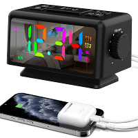 AGSIVO RGB Digitale Wekker FM Radio Dubbele Wekker met Snooze / Dynamische RGB Display / 12/24H / Datum / Externe USB Op