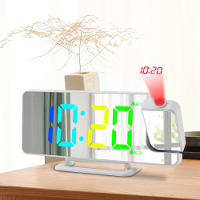AGSIVO RGB Projectie Digitale Wekker met Snooze / Spiegeloppervlak / Instelbare Helderheid voor Slaapkamer Woonkamer Kla