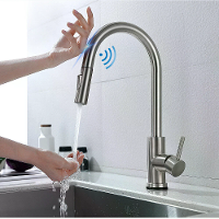 AGSIVO Slimme Touch Keukenkraan 360 ° Rotatie met Uittrekbare Sprayer Bewegingssensor Koud Warm Mengkraan SUS 304 Roestv