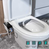 Toilet Bidet Attachment Ultra Slim Toiletzits Dubbele Nozzle Spiral Verstelbare Waterdruk Niet elektrische Kontsproeier