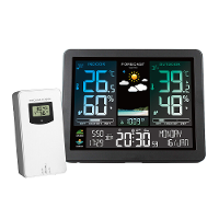 AGSIVO Weerstation Alarmklok Draadloze Indoor Outdoor Thermometer met Atomaire Klokvoorspelling Station met Kalender en