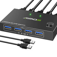 AIMOS 2 In 1 Uit HD KVM Switch Box USB Hub Video Display USB Switcher Splitter voor 2 PC's Delen Printer Toetsenbord Mui