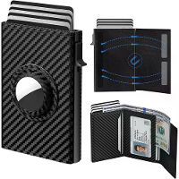 AirTag Microfiber Mannen Automatische Popup Kaartenhouder Tri fold RFID Diefstalbestendig Borstel Portemonnee Creditcard