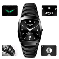 AIYISHI Luxe Heren Vierkante Quartz Horloge Stalen Band Casual Zakelijke Polshorloge Waterdicht Luminieuze Datum Ontwerp
