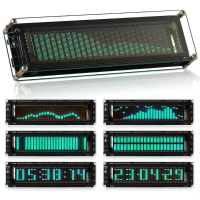 AK2515 V3.0 Bluetooth VFD Audio Spectrum Indicator 3.5Mm Input Dual Type C Port Spectrum Analyzer Clock with Visual Disp