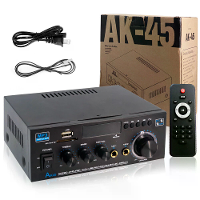 AK45 Stereo Audio Versterker 2.0 Kanaal Bluetooth FM Radio USB SD Kaart Ingang Bas Treble Regelaar Compacte Versterker