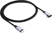 Akyga AK USB 56 USB kabel USB 2.0 USB C stekker, Apple Lightning stekker 1.00 M Zwart Haakse kabeluitgang