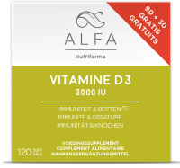 Alfa Vitamine D3 3000IU Immuniteit & Botten Softgels