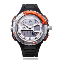 Alike Ak1388 Sport Military Black Dual Time Rubber Men Quartz Watch