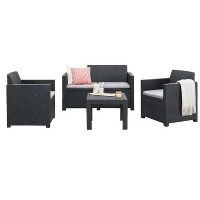 Allibert loungeset Messina   grijs   4 delig (inclusief kussens)
