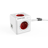 Allocacoc PowerCube Extended, stekkerdoos met 2x USB stekkerdoos 1,5 meter kabel