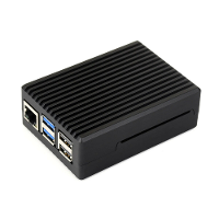 Aluminium gestreepte groeven behuizing voor Raspberry Pi 5 met ingebouwde koelventilator en heatsink pilaren