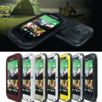 Aluminum Metal Gorilla Glass Shock Water Proof Case For Htc One M8