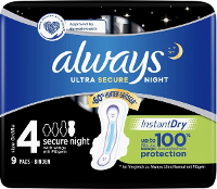 Always Ultra Secure Night Maandverband Met Vleugels