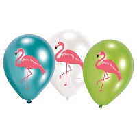Flamingo ballonnen   6x st   27 cm   vogels/hawaii thema print   versieringen