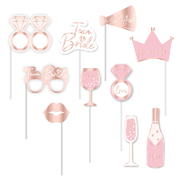 Vrijgezellenfeest foto prop set   10 delig   rose goud/roze   photo booth accessoires