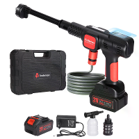 Andeman Accudrukreiniger, Draagbare Drukreiniger, 6 in 1 Multi Sproeikoppeling, 5 m Slang voor Auto, Terras, Tuin