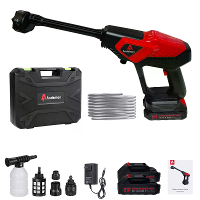 Andeman Batterijluchtdrukreiniger met 2 Batterijen, 1500 mAh, 42 Bar Draadloze Drukreiniger, Hogedrukpistool, 6 in 1 Mon