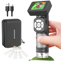 AD112 draagbare zak 500X microscoopkit 2 inch LCD scherm Handheld digitale microscoop met 8 instelbare LED lampen onders