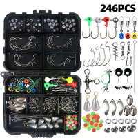 Anmuka 246 delige Visgerei Doos Visaccessoires Set met Vishaak Lood Sinker Swivel voor Baars Forel Snoekvisserij Benodig