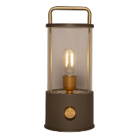 Camping tafellamp/lantaarn Elin   taupe   25 cm   dimbaar   draadloos/oplaadbaar USB   buiten