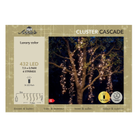 Cascade clusterverlichting   432 led lampjes   warm wit   750 cm   timer, flash en dimmer