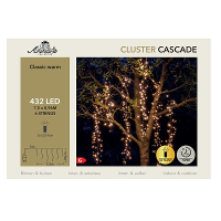 Cascade clusterverlichting   432 leds   extra warm wit   750 cm   timer, flash en dimmer