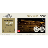 Ijspegelverlichting   180 led lampjes   warm wit   360 x 70 cm   buiten   lichtsnoer