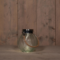 Anna's Collection Lantaarn   solar   gestreept glas   16 cm