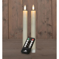 LED dinerkaarsen   USB oplaadbaar   2x st   ivoor wit   23 cm   afstandsbediening