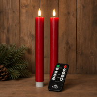 LED dinerkaarsen   USB oplaadbaar   2x st   rood   23 cm   afstandsbediening