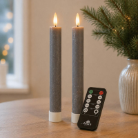 LED dinerkaarsen   USB oplaadbaar   2x st   taupe grijs   23 cm   afstandsbediening