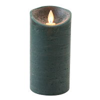 Led kaars/stompkaars   antiek groen   H15 x D7,5 cm   wax   warm wit licht   bewegende vlam