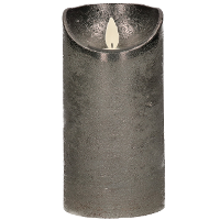 Led kaars/stompkaars   antraciet grijs   H15 x D7,5 cm   wax   warm wit licht   bewegende vlam