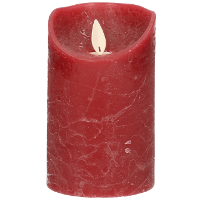 Led kaars/stompkaars   bordeaux rood   H12,5 x D7,5 cm   wax   warm wit licht   bewegende vlam