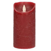 Led kaars/stompkaars   bordeaux rood   H15 x D7,5 cm   wax   warm wit licht   bewegende vlam