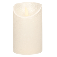 Led kaars/stompkaars   creme wit   H12,5 x D7,5 cm   wax   warm wit licht   bewegende vlam